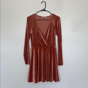 Kimchi Blue | Burnt Orange Velvet Mini Dress